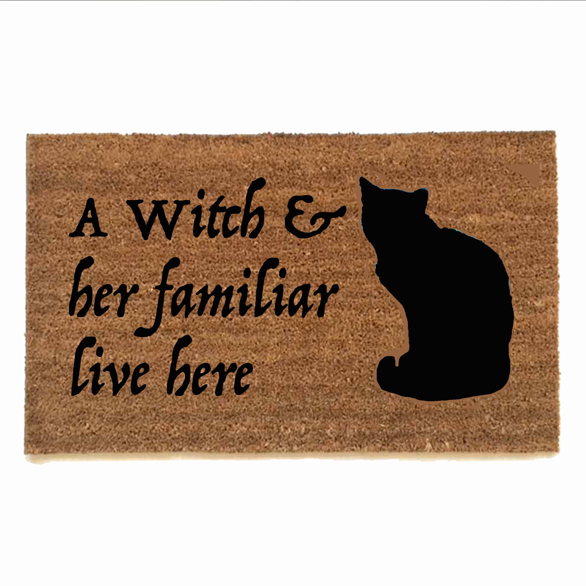 Grey Gardens witch cat familiar live here doormat spooky halloween outdoor decor