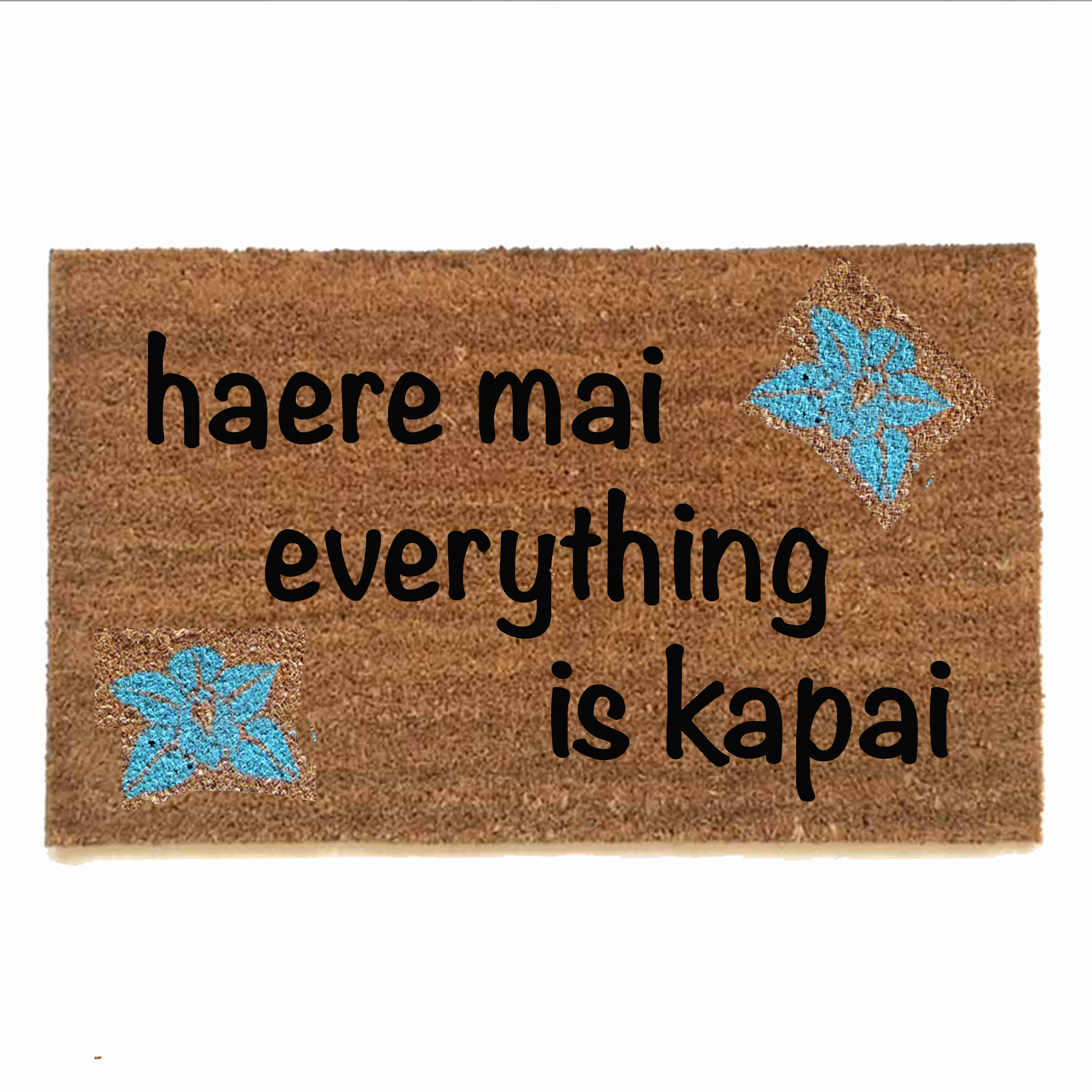 Hawaiian tiki welcome mat Haere mai everything is kapai door mat- You are here a