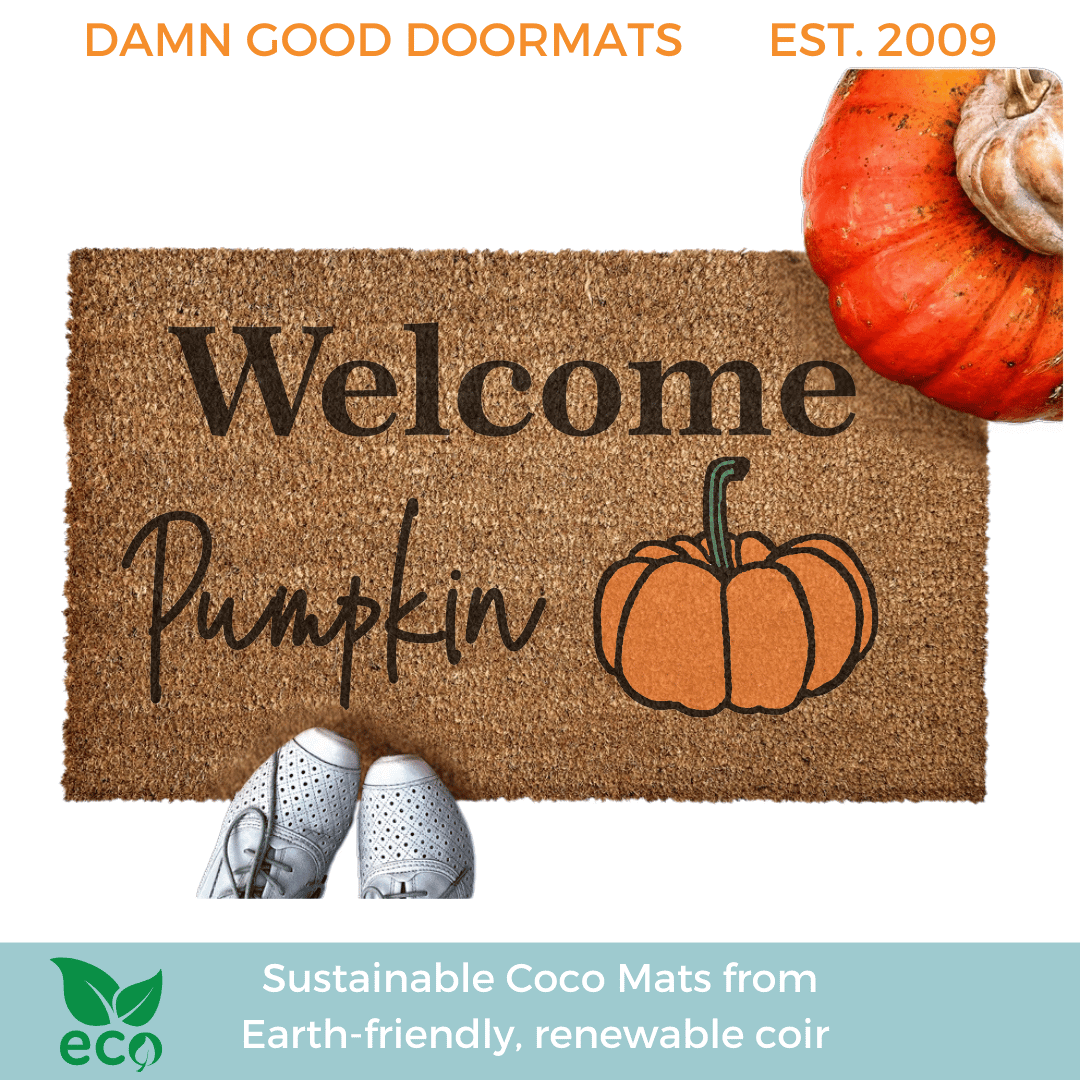 Welcome Pumpkin coir outdoor Doormat