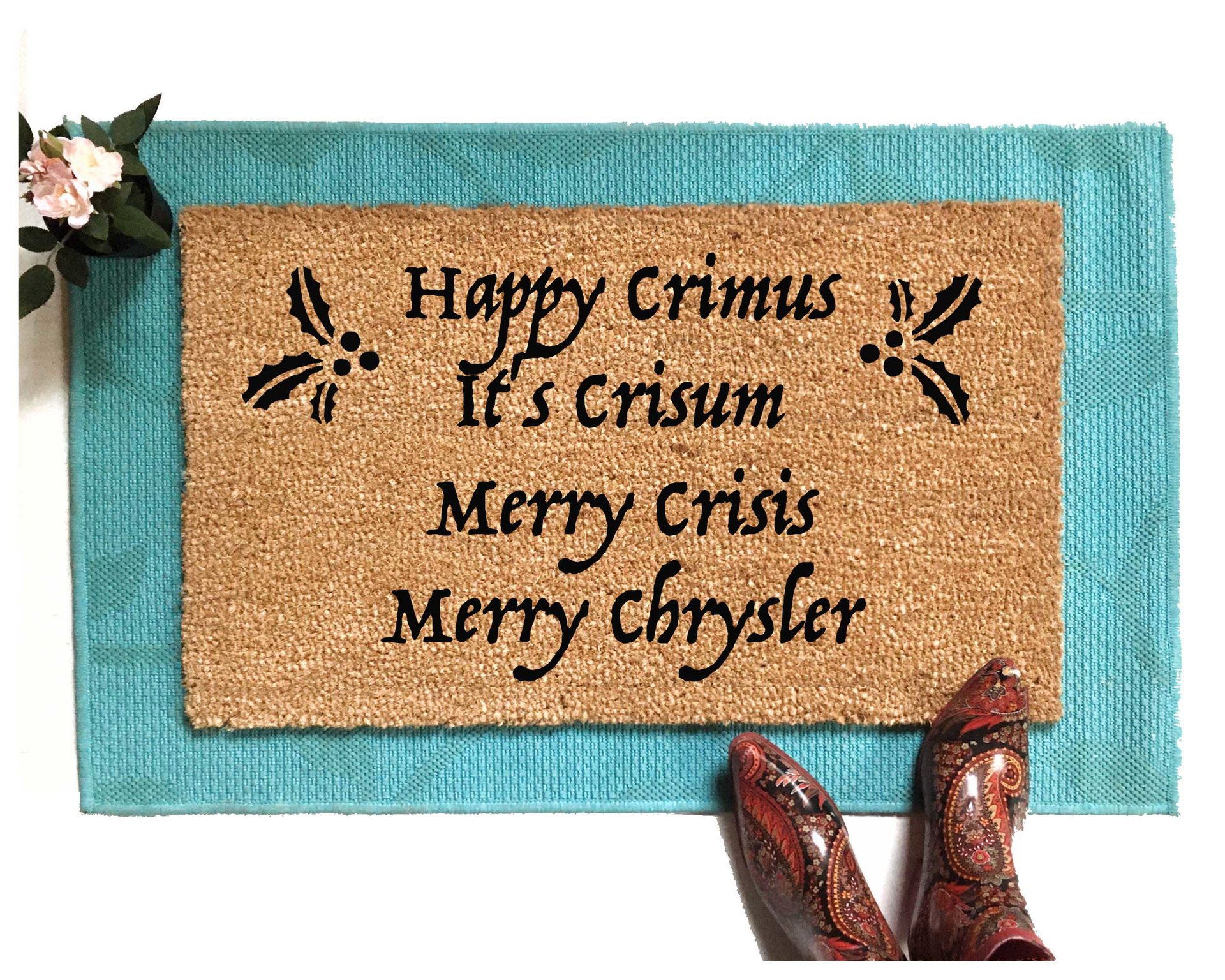 Happy Crimus It's Crisum Merry Crisis Merry Chrysler doormat