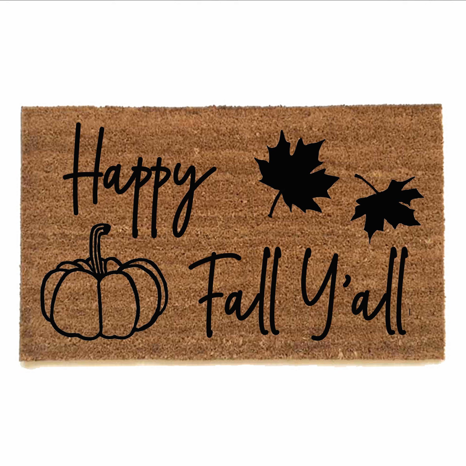 Happy Fall Y'all Pumpkin Falling leaves coir outdoor Doormat