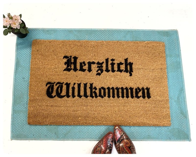 Herzlich Willkommen German Olde style doormat