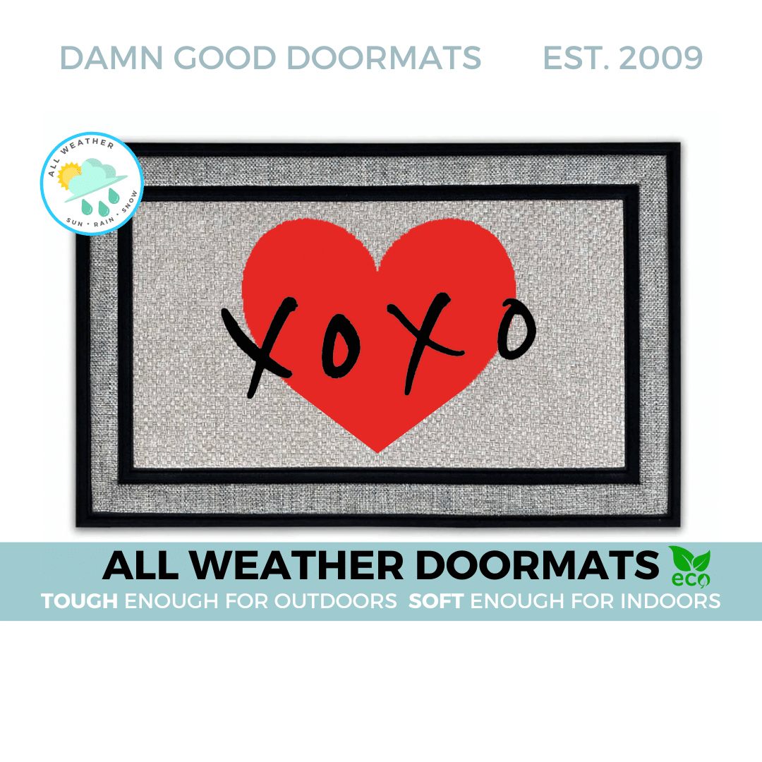 Valentine's Day Hugs and Kisses indoor outdoor all-weather doormat