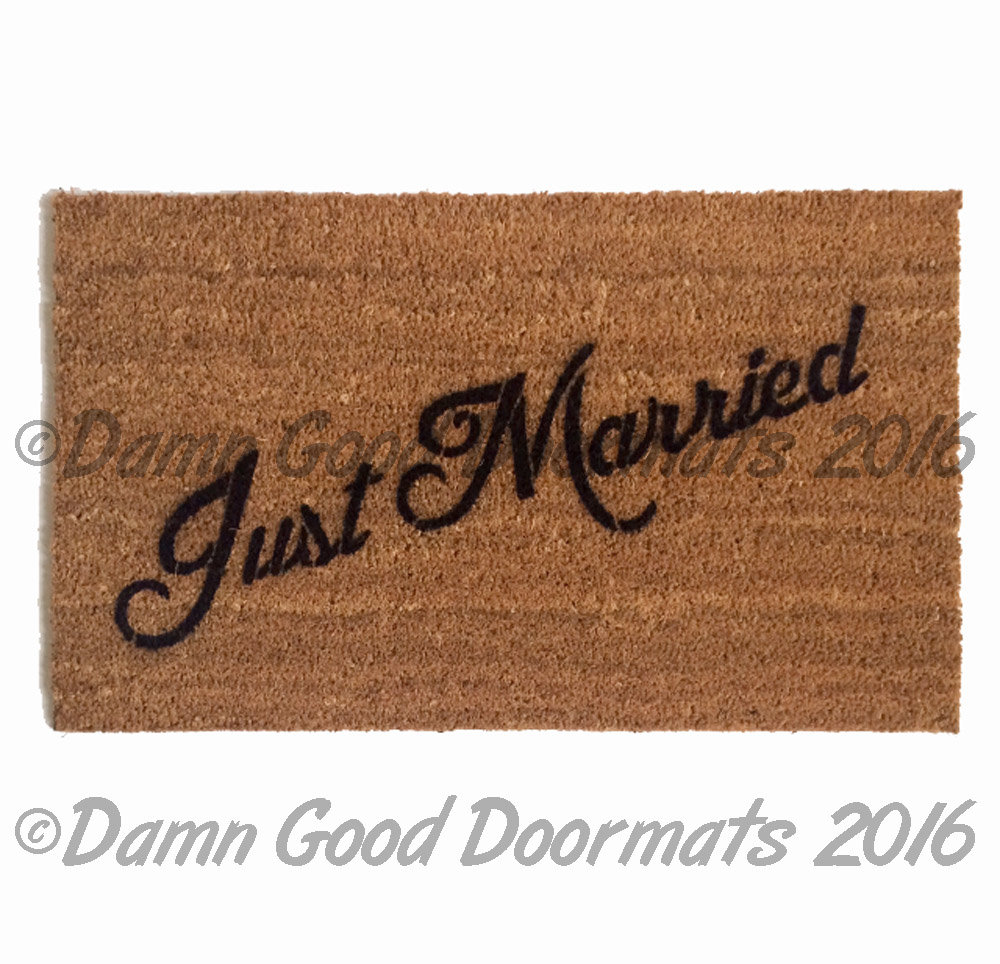 Just Married wedding bells doormat