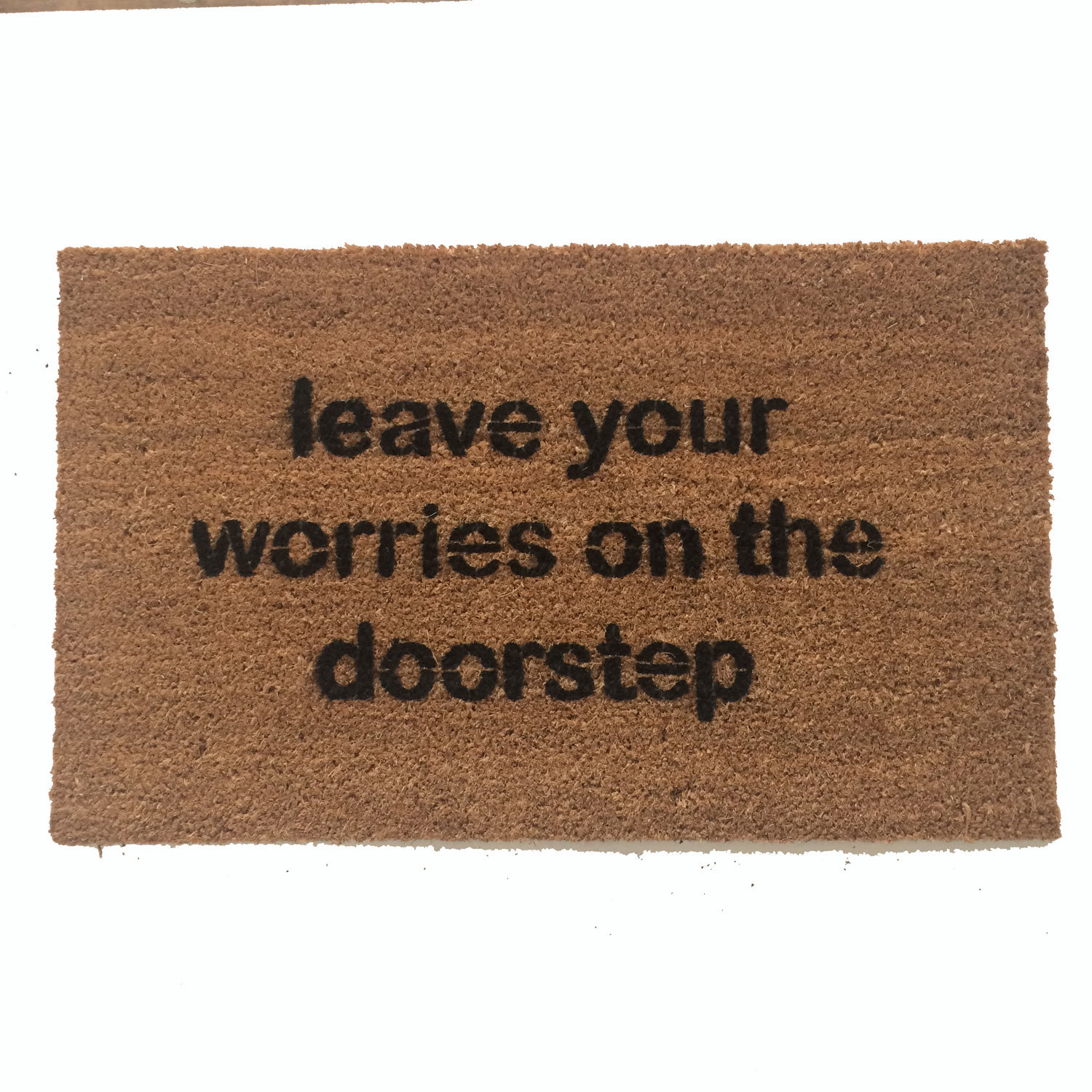 Leave your worries on the doorstep zen mantra housewarming gifts doormat