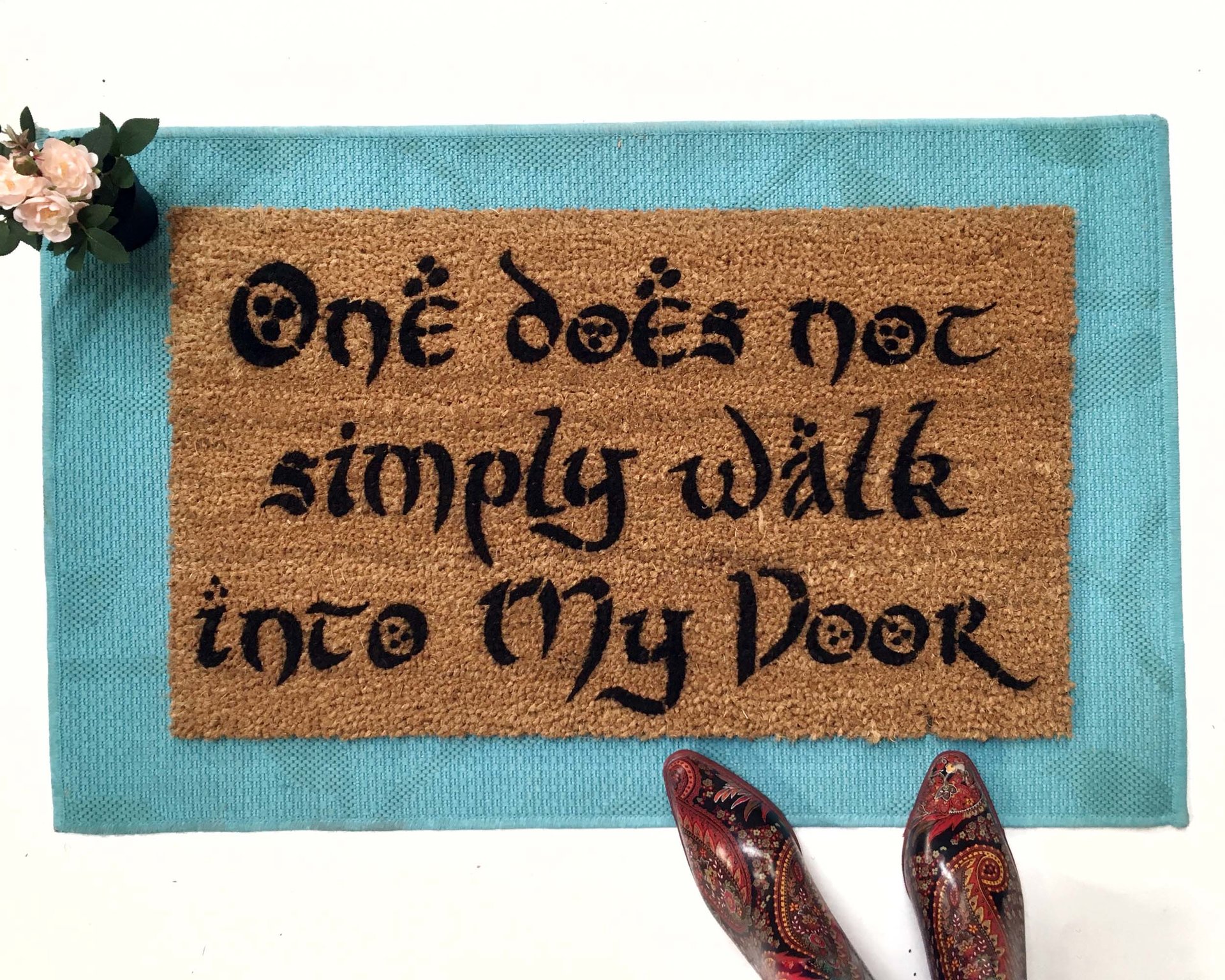 Walk into MY DOOR MORDOR, funny JRR Tolkien nerd doormat