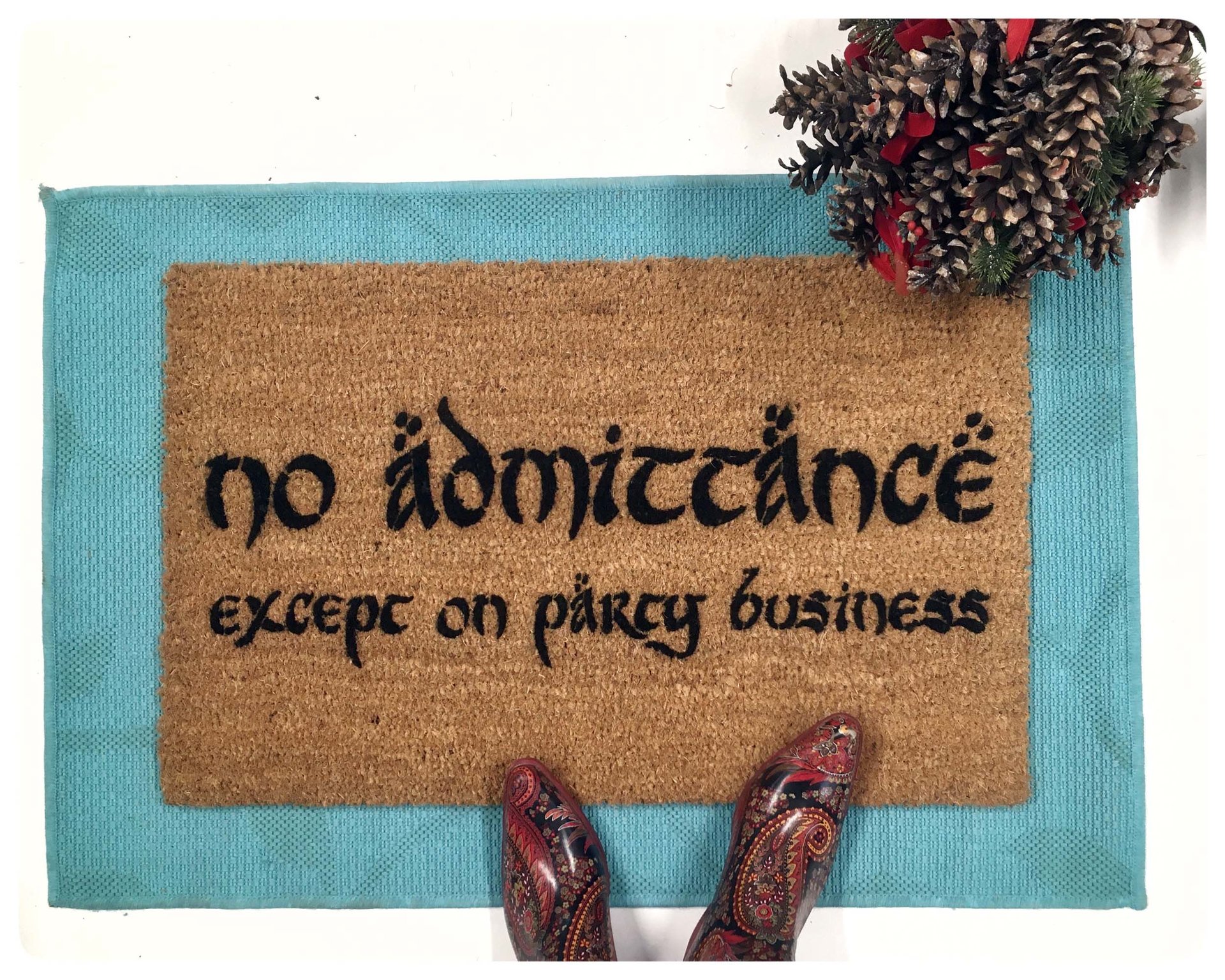 Bilbo no admittance except on party business nerdy doormat Tolkien doormat