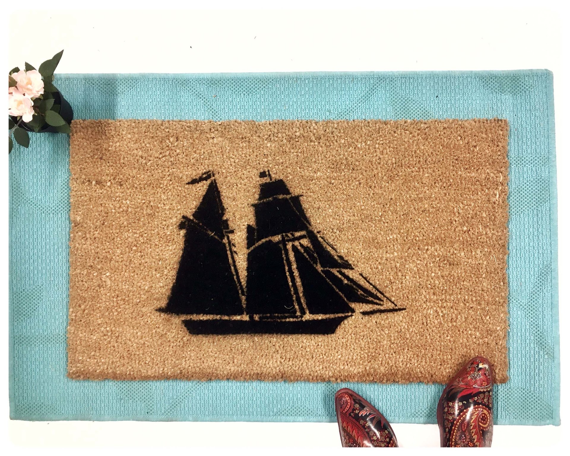 Pirate ship doormat- The Pride of Baltimore- Hand Painted door mat