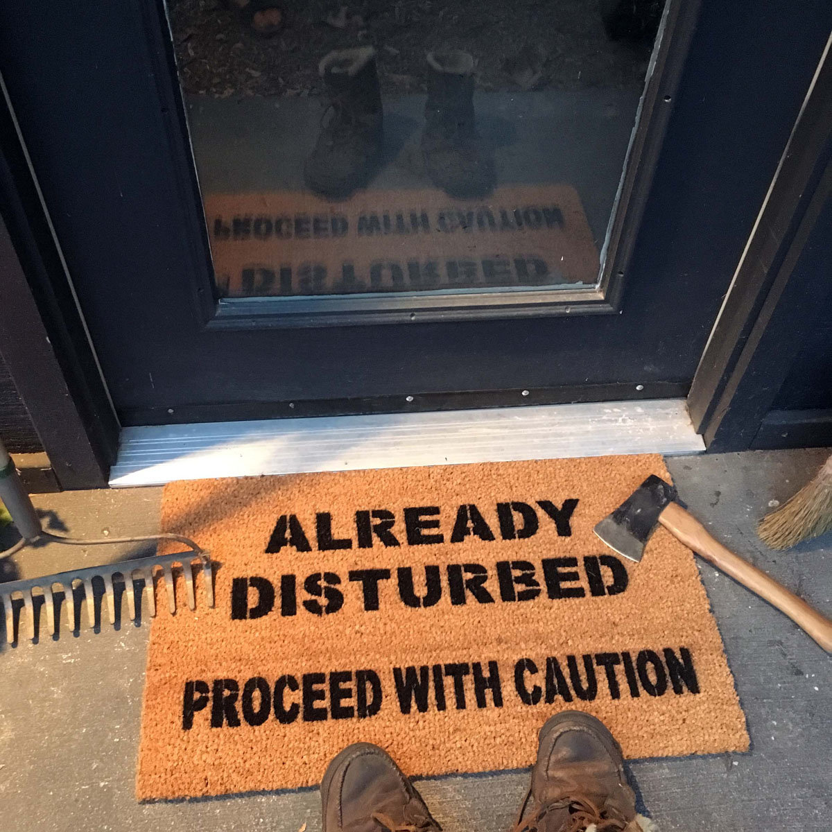 Already disturbed, proceed with caution | Halloween doormat