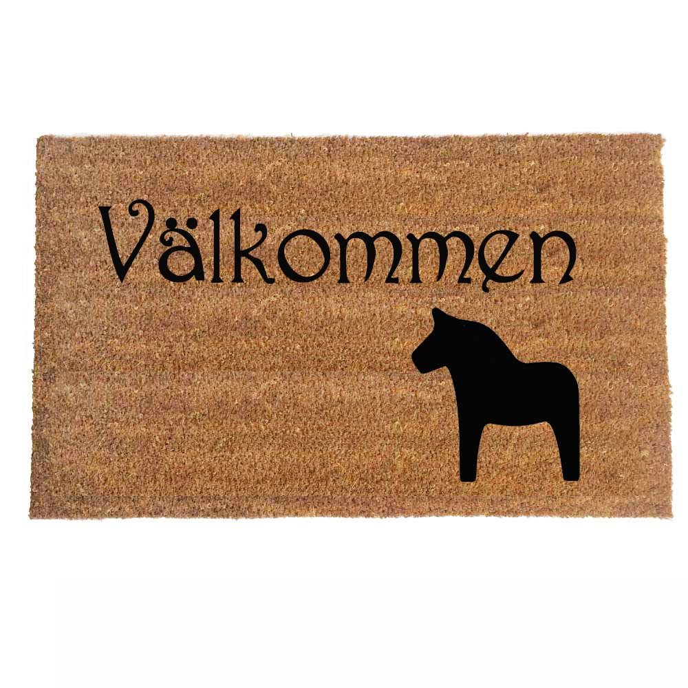 Välkommen!! This Scandanavian decor doormat is Swedish for Welcome