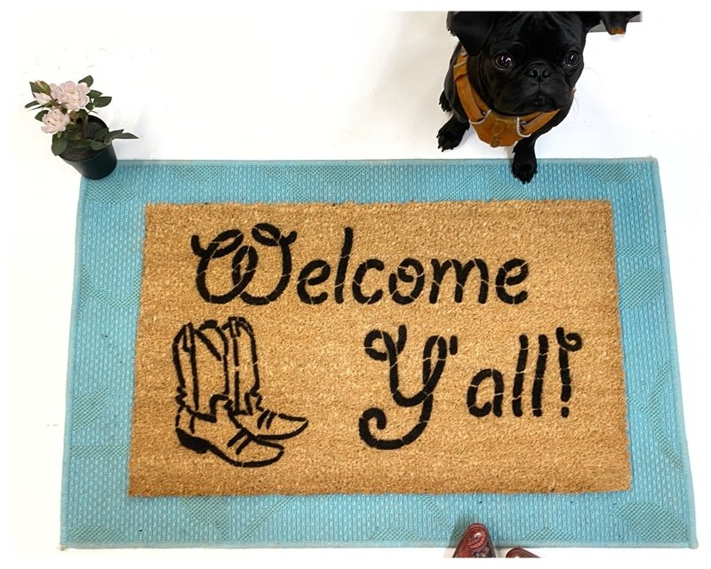 Welcome Y'all cowboy boots funny southern style Prairie