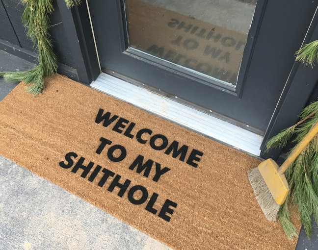 doublewide XL Welcome to my SHITHOLE funny doormat