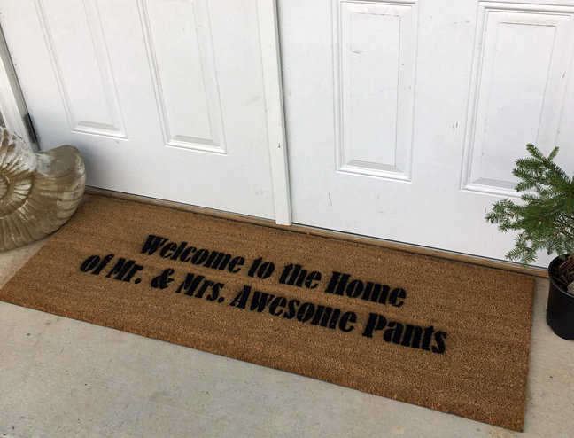 AWESOME Welcome to the Home of Mr. & Mrs. AWESOME Pants doormat