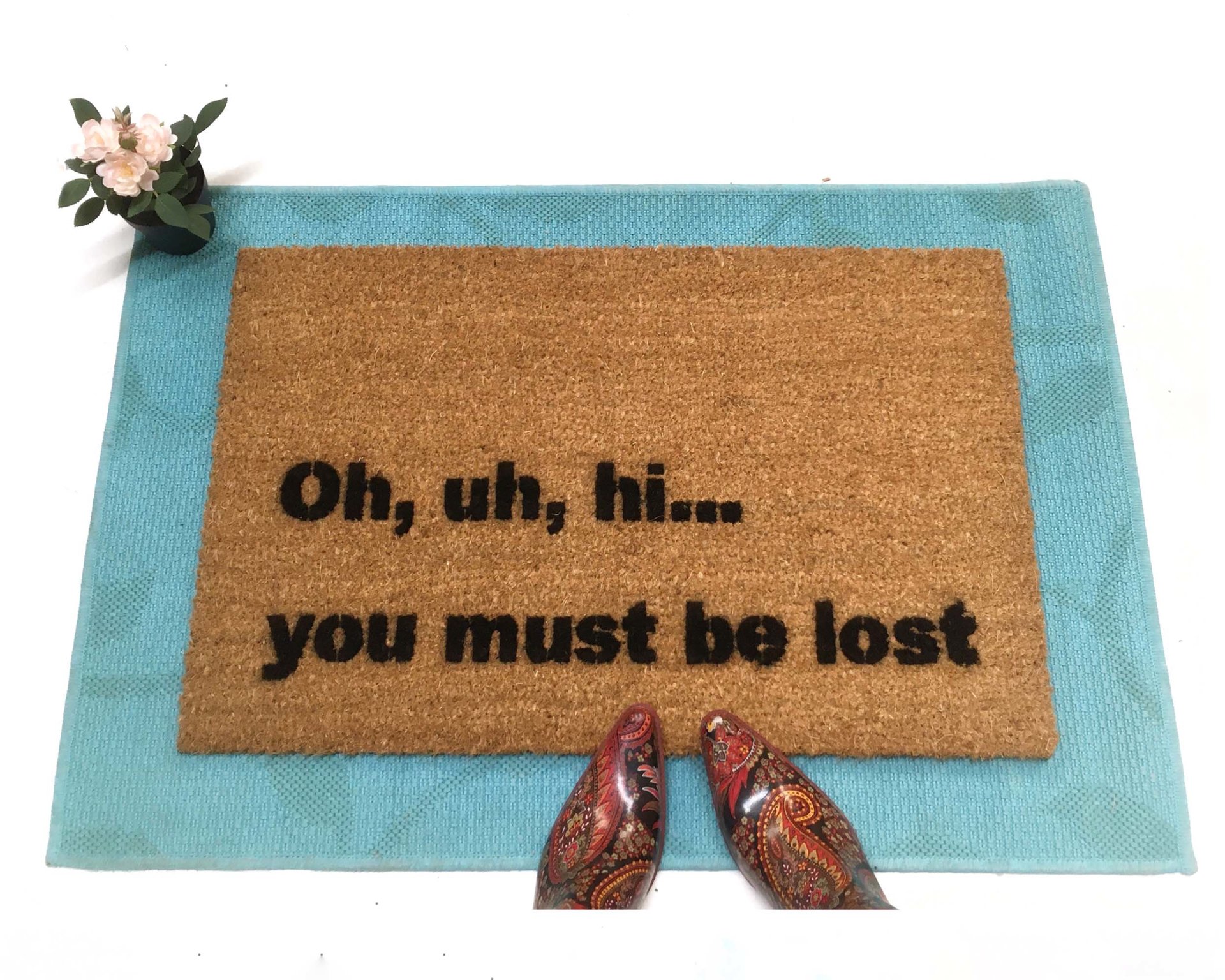 Uh hi, you must be lost funny, rude doormat, welcome mat, housewarming gift, ski