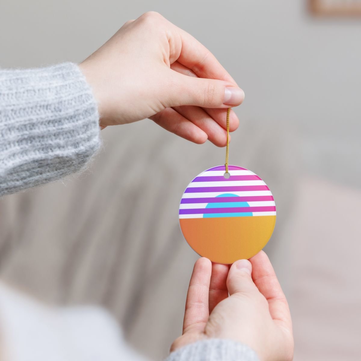 Desert Sunset Christmas Ceramic Ornament