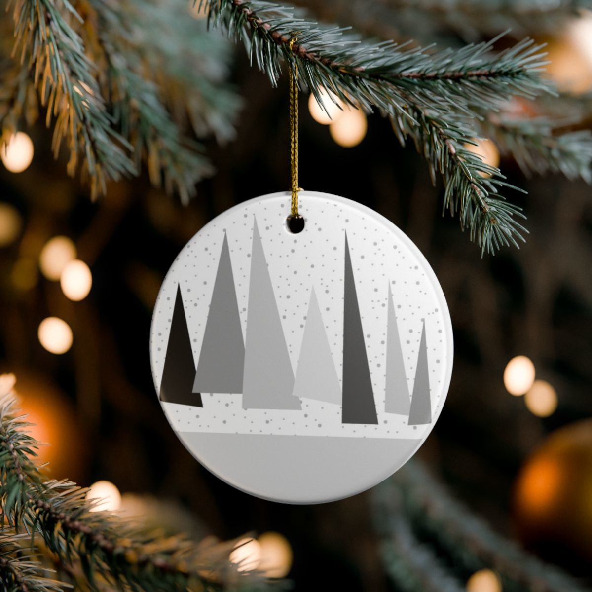 Black Goth Geometric Ceramic Ornament - Christmas Tree Decoration