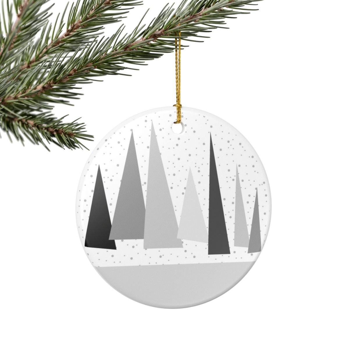 Black Goth Geometric Ceramic Ornament - Christmas Tree Decoration