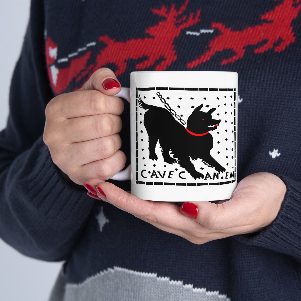 Cave Canem Pompeii Mosaic Dog Silhouette Mug