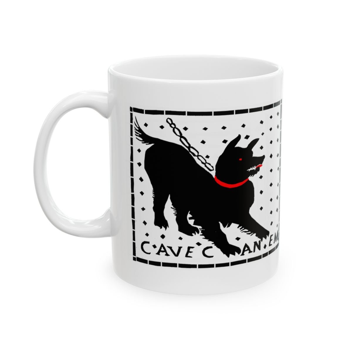 Cave Canem Pompeii Mosaic Dog Silhouette Mug