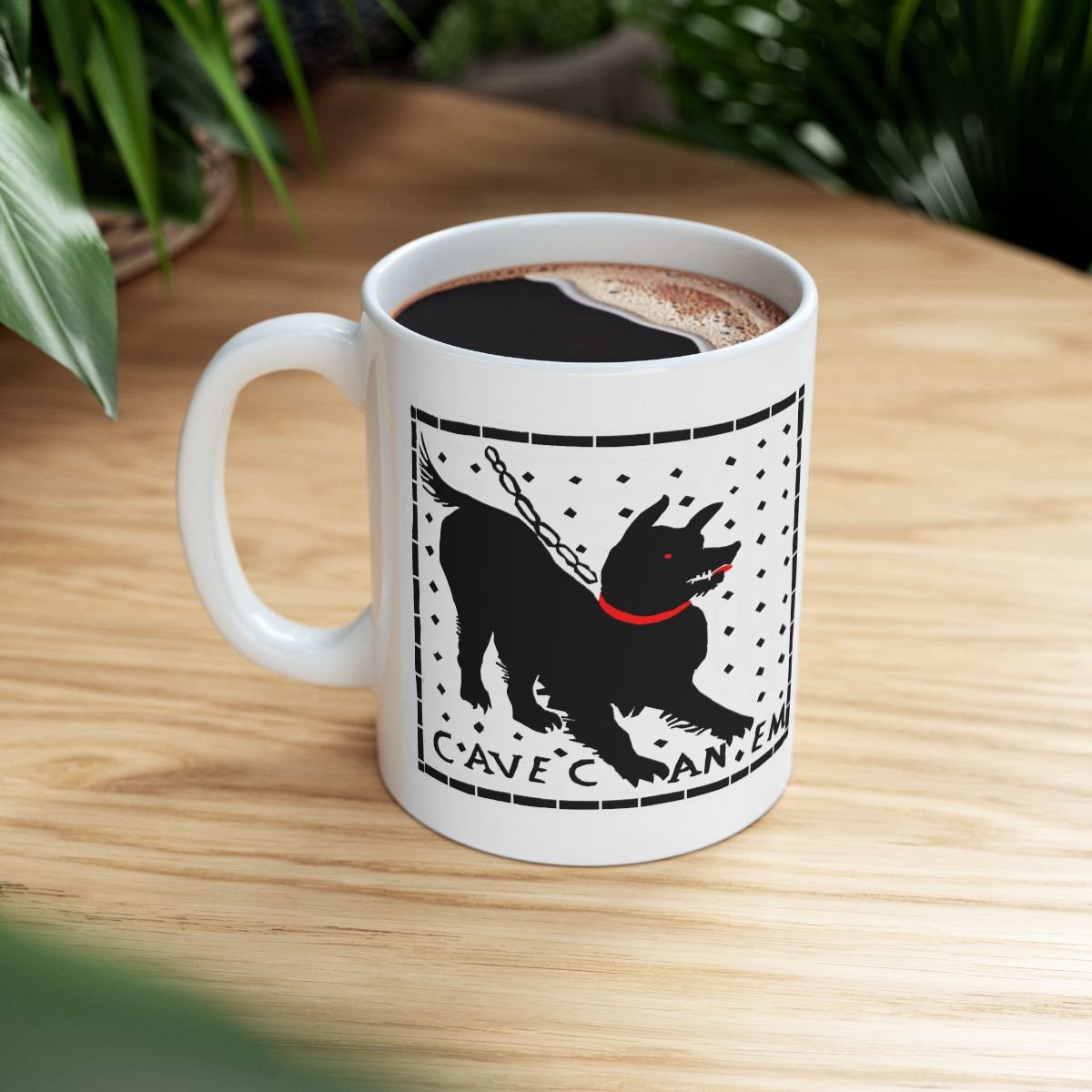 Cave Canem Pompeii Mosaic Dog Silhouette Mug