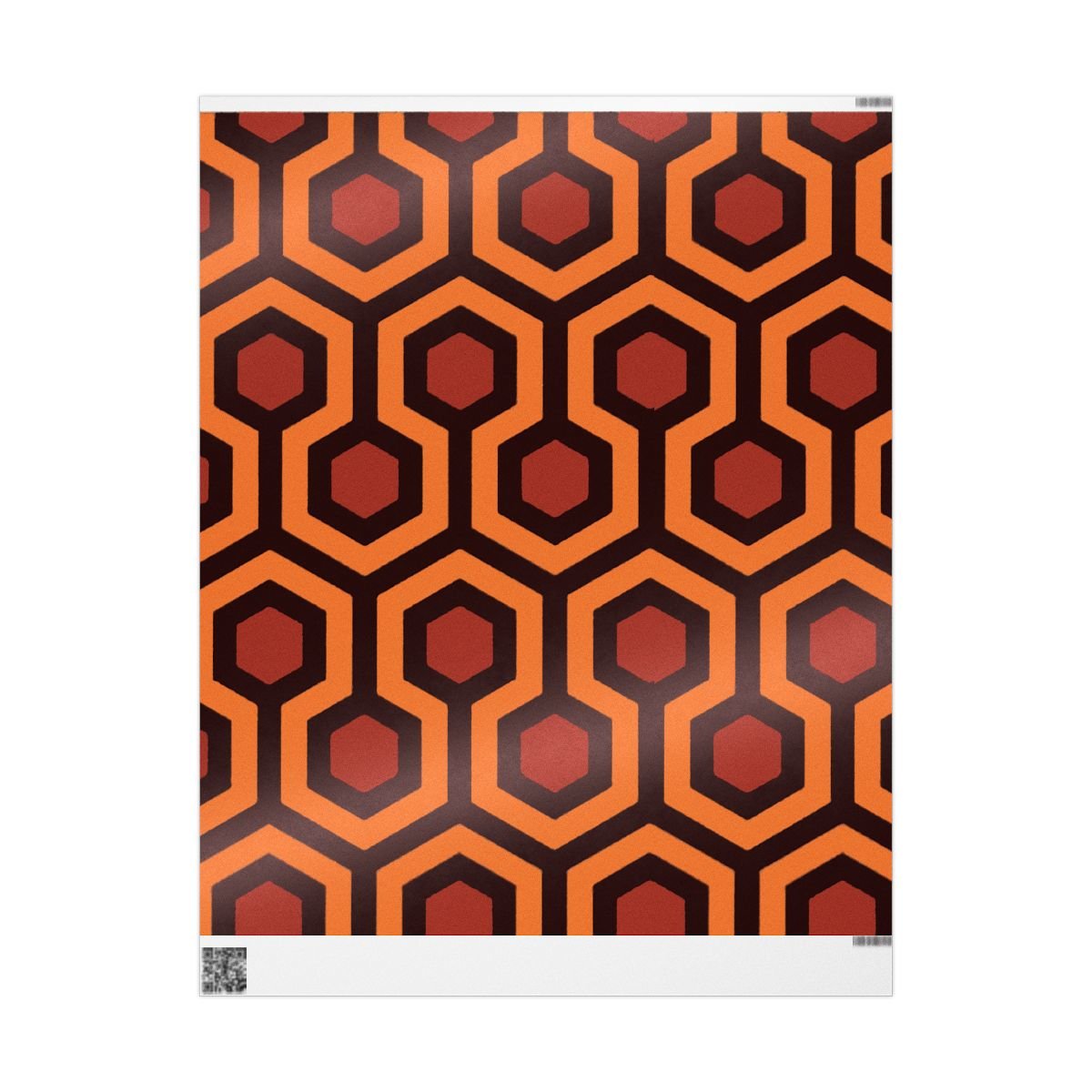 Overlook Hotel Retro Hexagon Pattern Wrapping Paper | Orange Brown Geometric Gift Wrap
