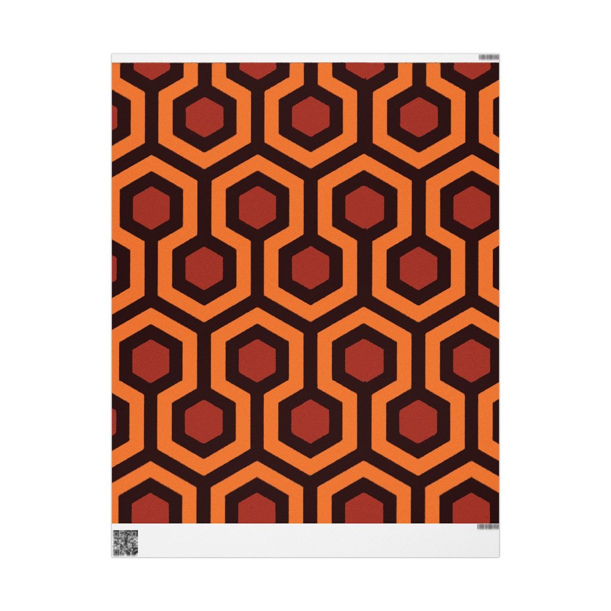 Overlook Hotel Retro Hexagon Pattern Wrapping Paper | Orange Brown Geometric Gift Wrap