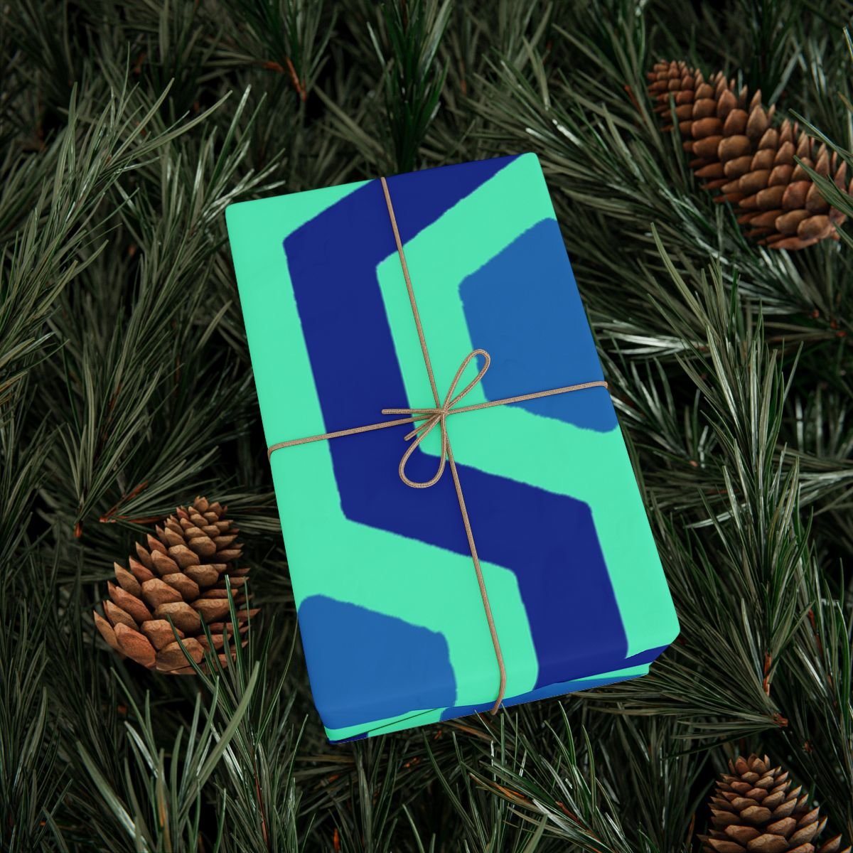 Overlook Hotel Retro Hexagon Pattern Wrapping Paper | Blue Geometric Gift Wrap