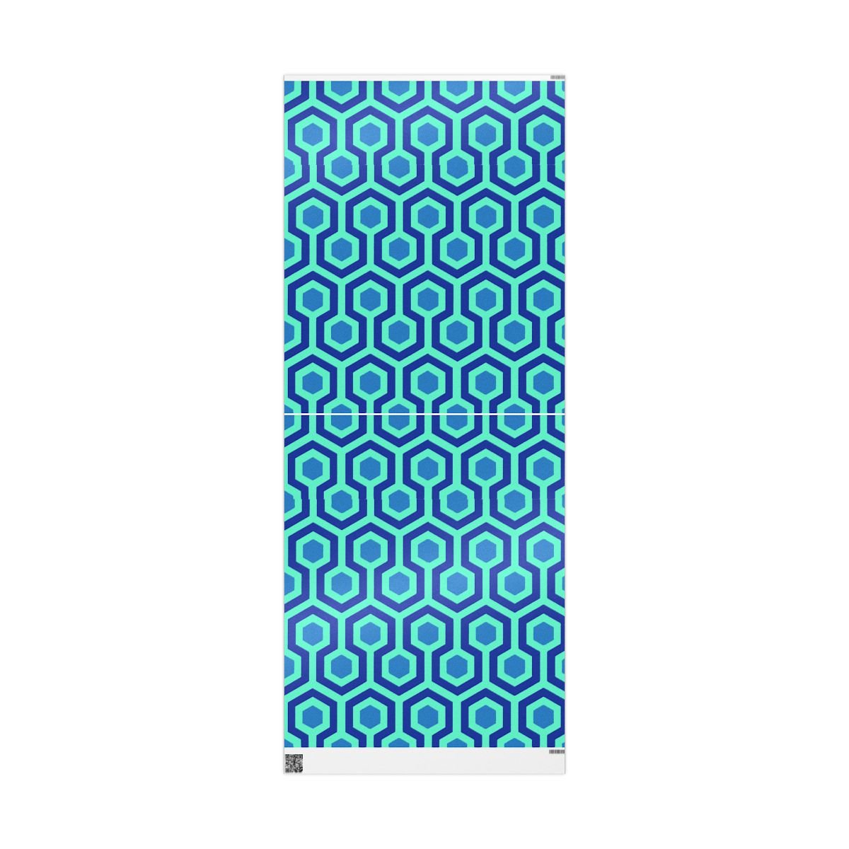 Overlook Hotel Retro Hexagon Pattern Wrapping Paper | Blue Geometric Gift Wrap