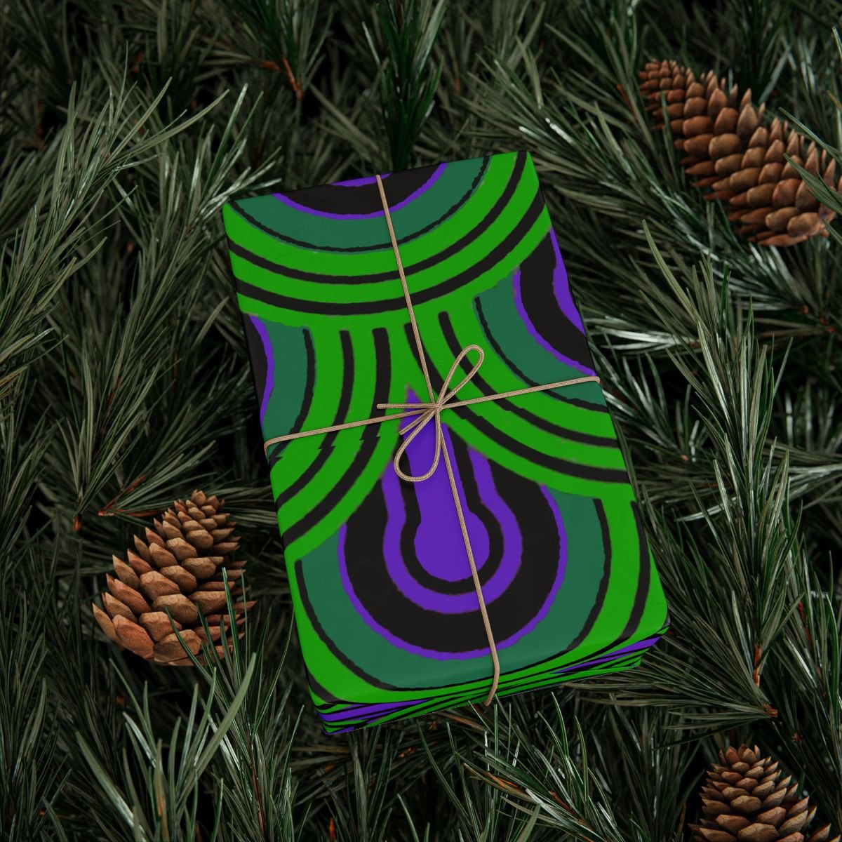 Hotel Retro Hexagon Pattern Wrapping Paper | Green Peacock Art Deco Gift Wrap