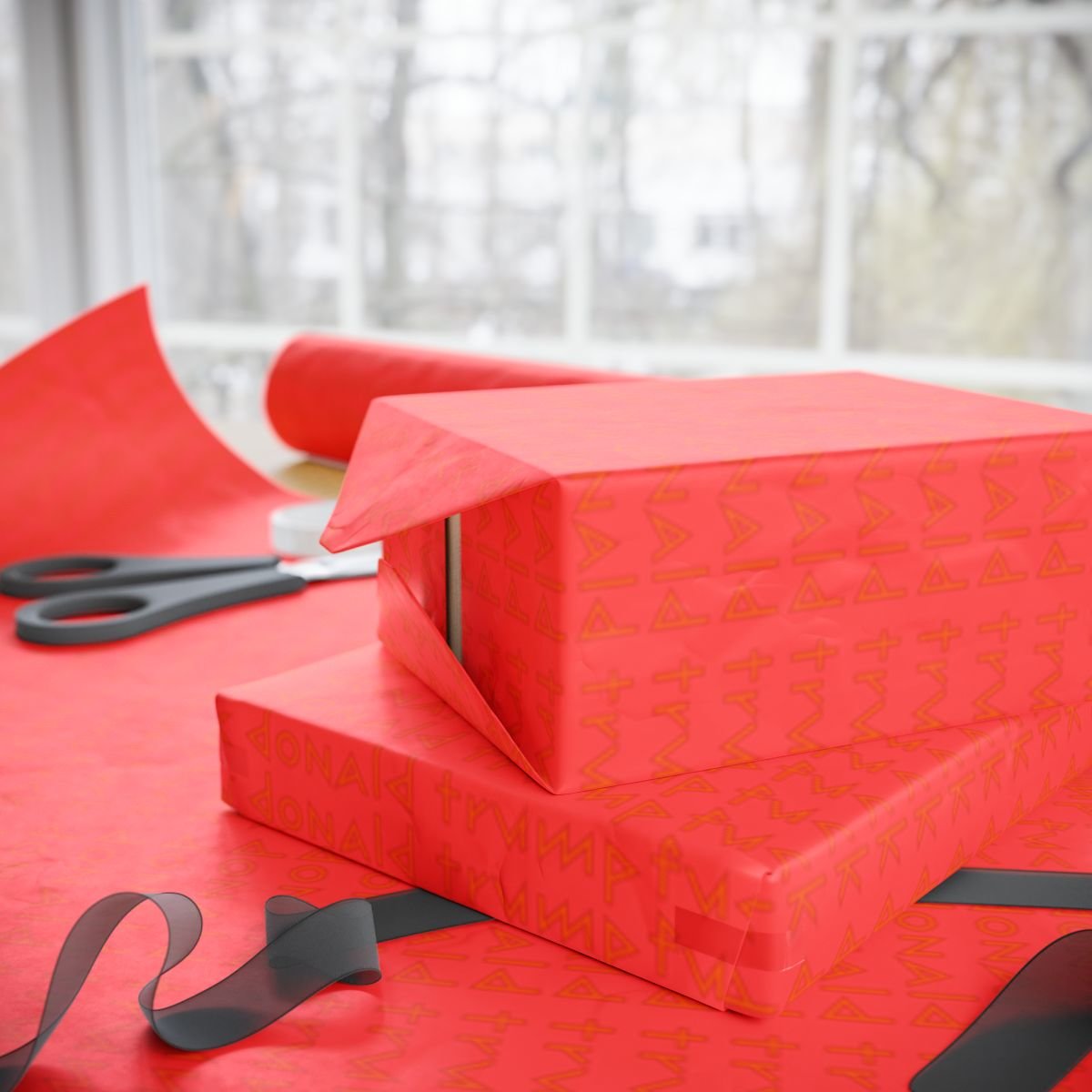 FDT Fuck Donald Trump Pattern Wrapping Paper | Pink Gift Wrap