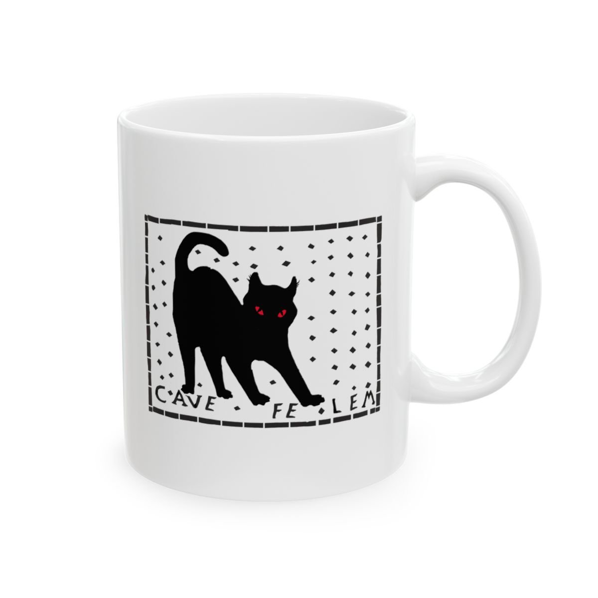 Pompeii Mosaic 'Beware of Cat' Ceramic Mug | 11oz 15oz