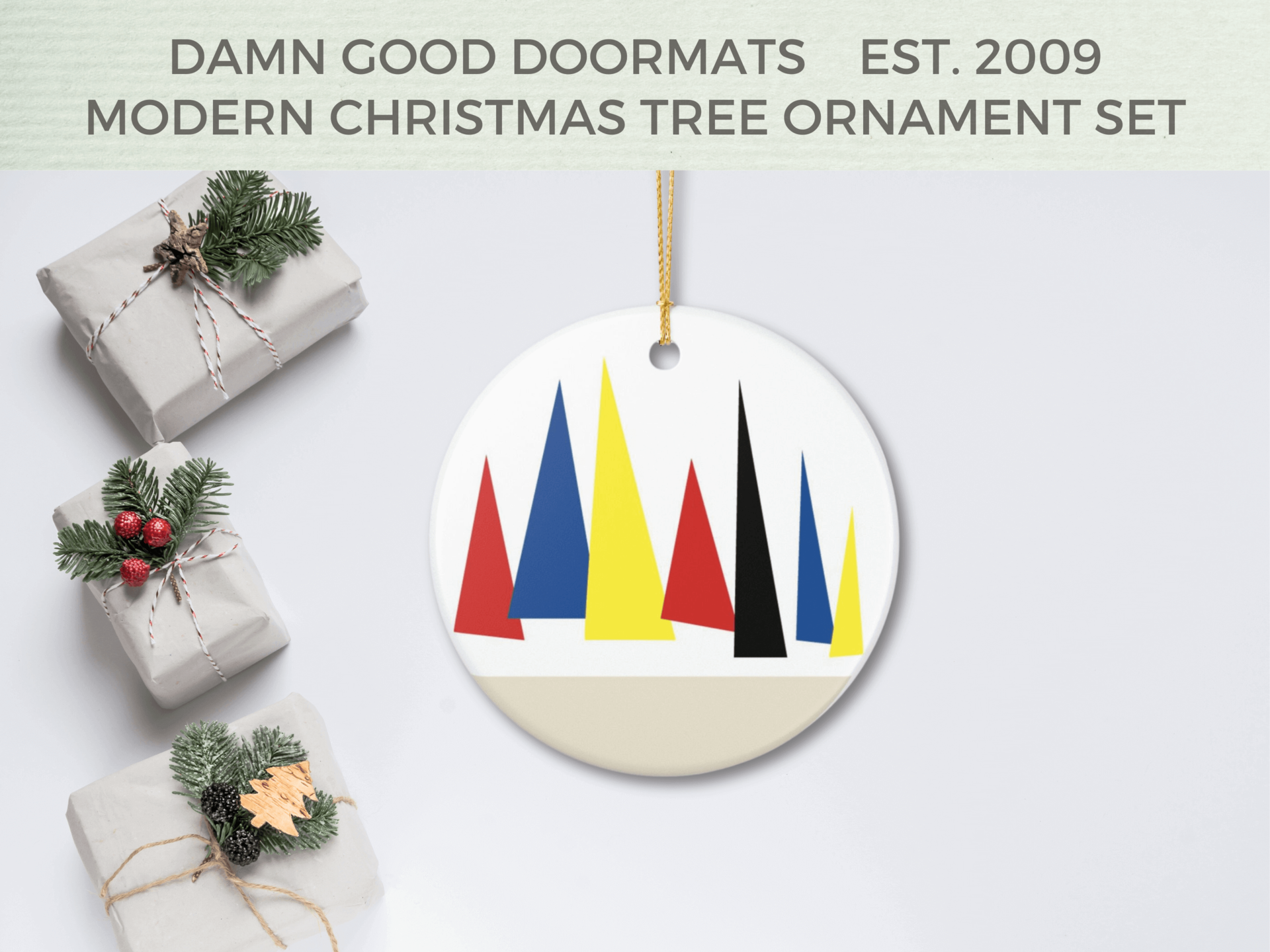 Bauhaus style Ceramic Ornament - Geometric Christmas Tree