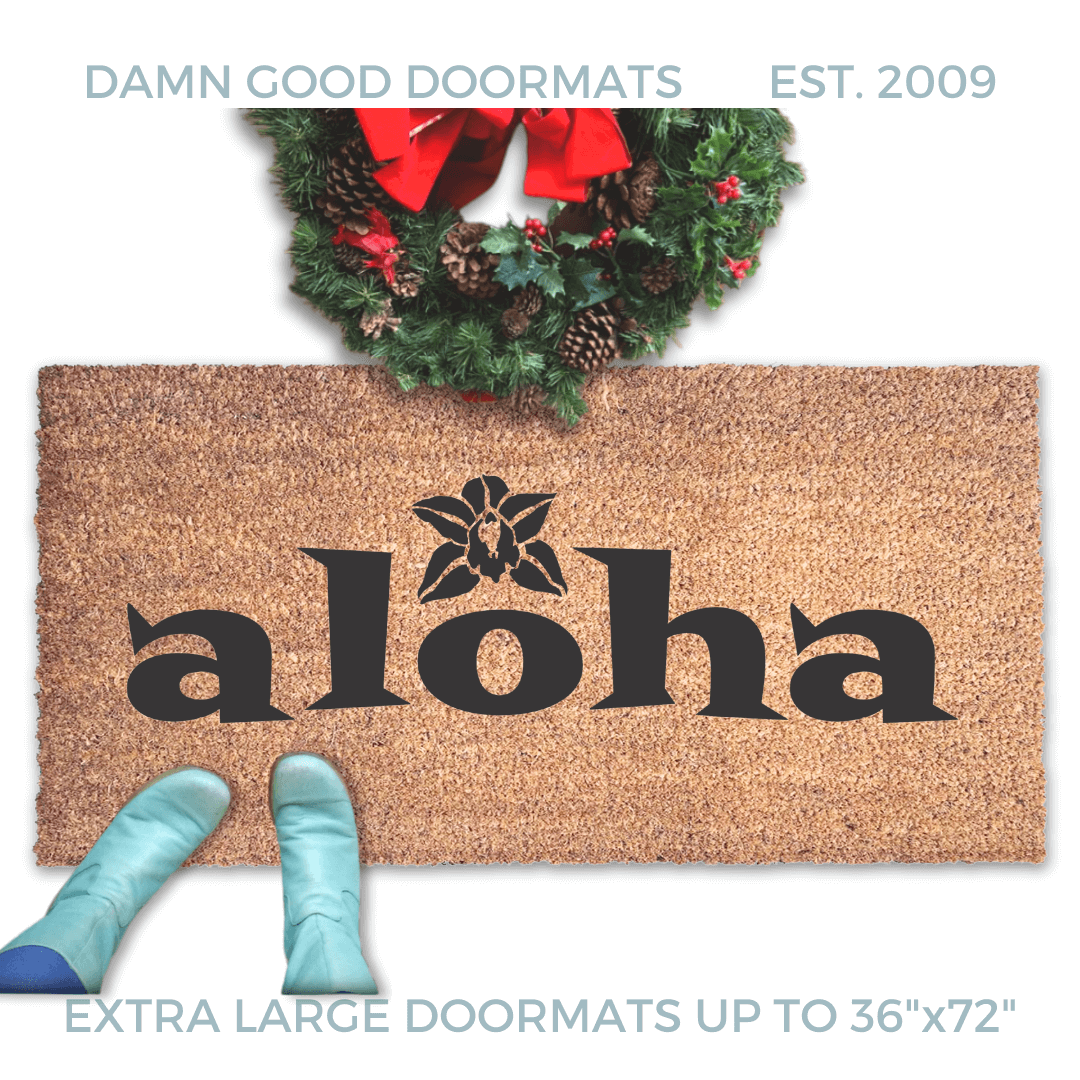 aloha tiki doormat welcome
