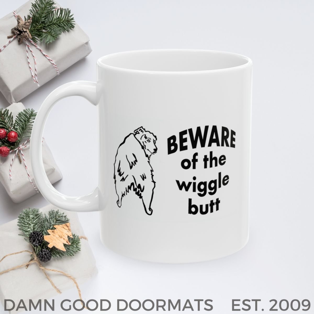 Beware of the Wiggle Butt Australian Shepherd Mug | Ceramic Coffee Cup