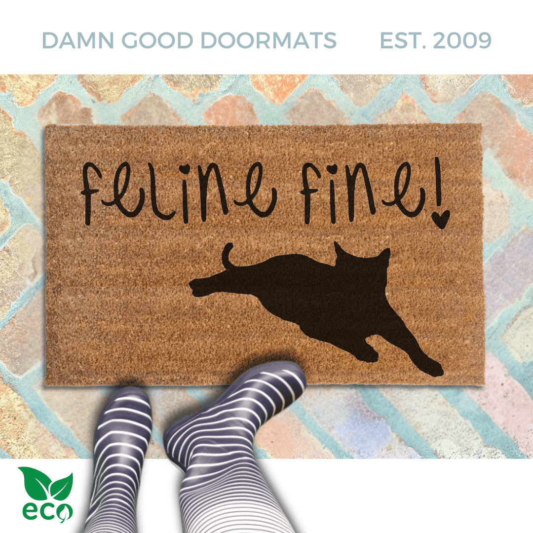 feline fine cat lover doormat