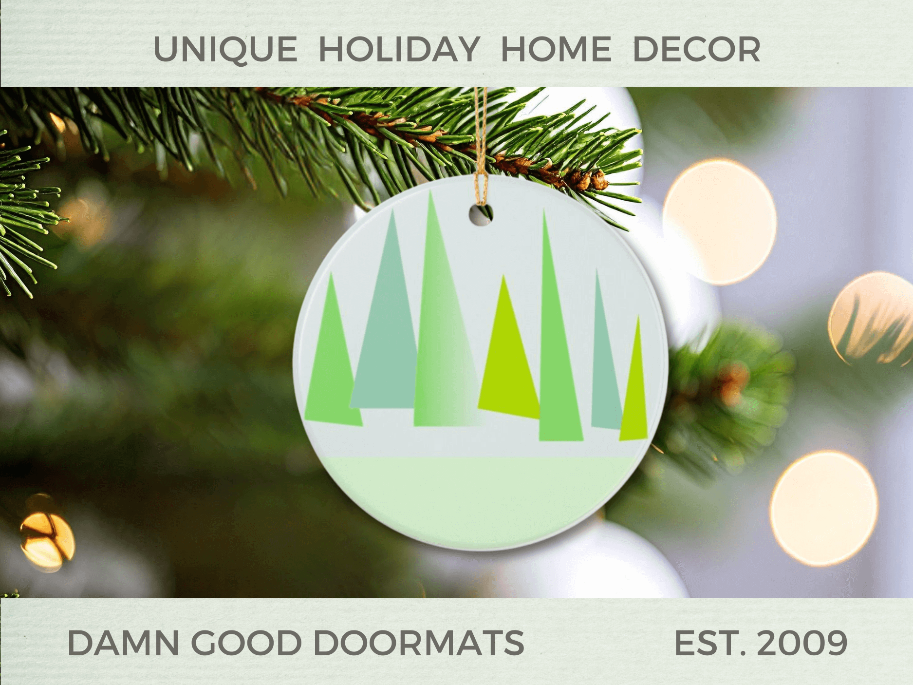 Green Scandinavian Pine Trees Ornament | Ceramic Holiday Decoration | Damn Good Decor