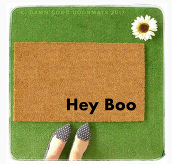 cute Hey Boo Halloween coir doormat