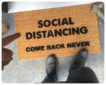social distancing come back never funny rude go away coir doormat