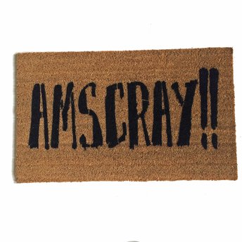 AMSCRAY!  Pig Latin go away coir doormat