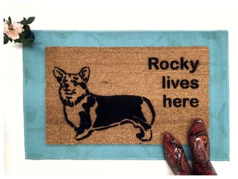 Custom Name welsh corgi doormat