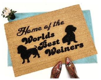 home of World's best weiner daschund dog lover doormat