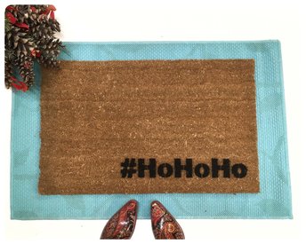 Ho Ho Ho Santa Christmas funny welcome hashtag doormat doormatt