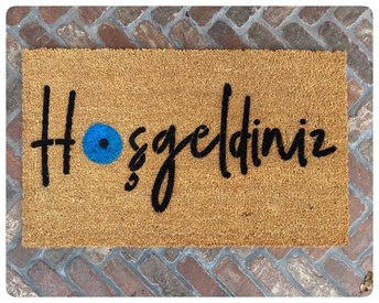 Turkish Evil Eye Hoşgeldiniz damn good doormat