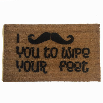 I mustache you to wipe your feet novelty funny doormat
