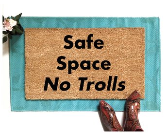 Safe Space NO TROLLS coir doormat