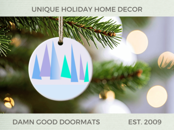 Purple Stylized Pine Trees Ornament Sets  | Damn Good Doormats