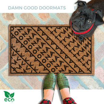 subtle fuck donald trump doormat in abstract contemporary design.