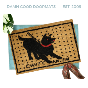cave canem pompeii mosaic beware of dog coir doormat