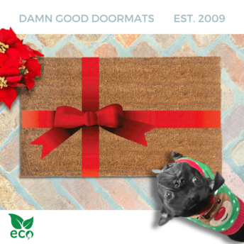 RED Christmas bow Holiday doormat