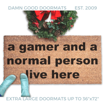 Gamer and a normal person live here, funny nerd doormat